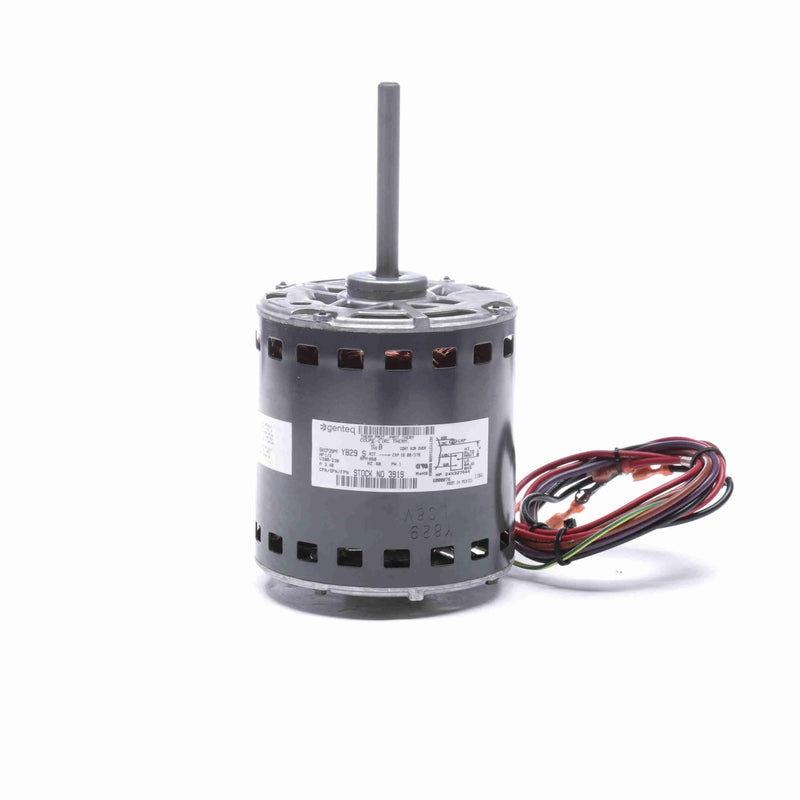 Genteq OEM Replacement Motor, 1/2 HP, 1 Ph, 60 Hz, 208-230 V, 850 RPM, 2 Speed, 48 Frame, OAO - 3919