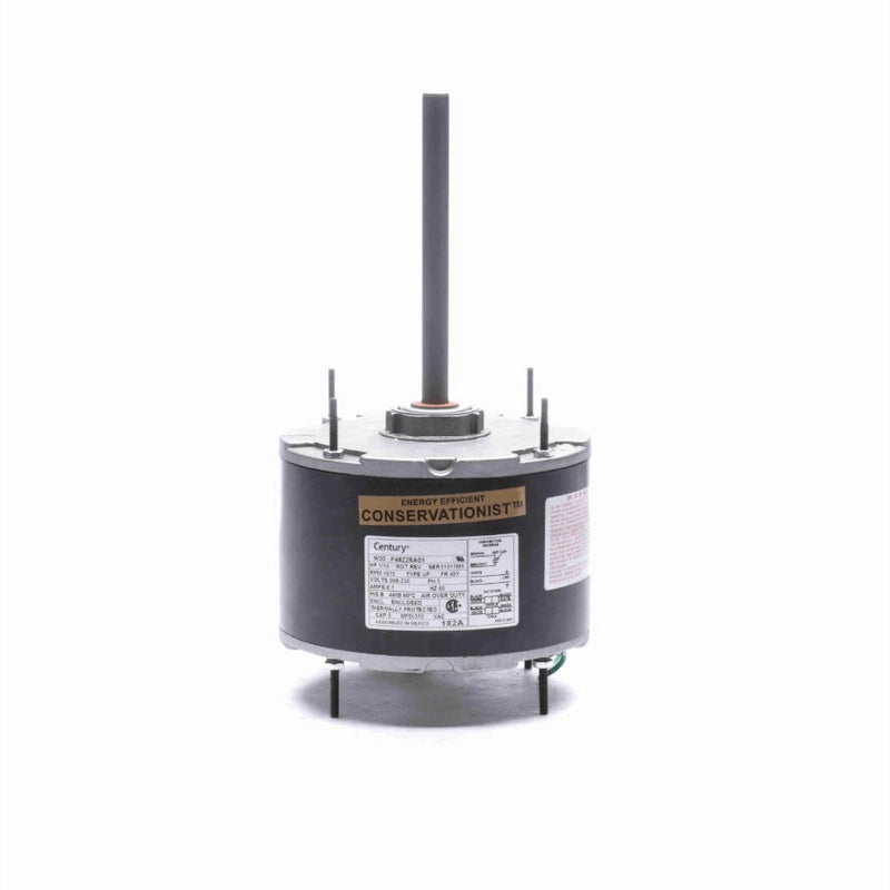 Century Condenser Fan Motor, 1/10 HP, 1 Ph, 60 Hz, 208-230 V, 1075 RPM, 1 Speed, 48 Frame, TEAO - 182A