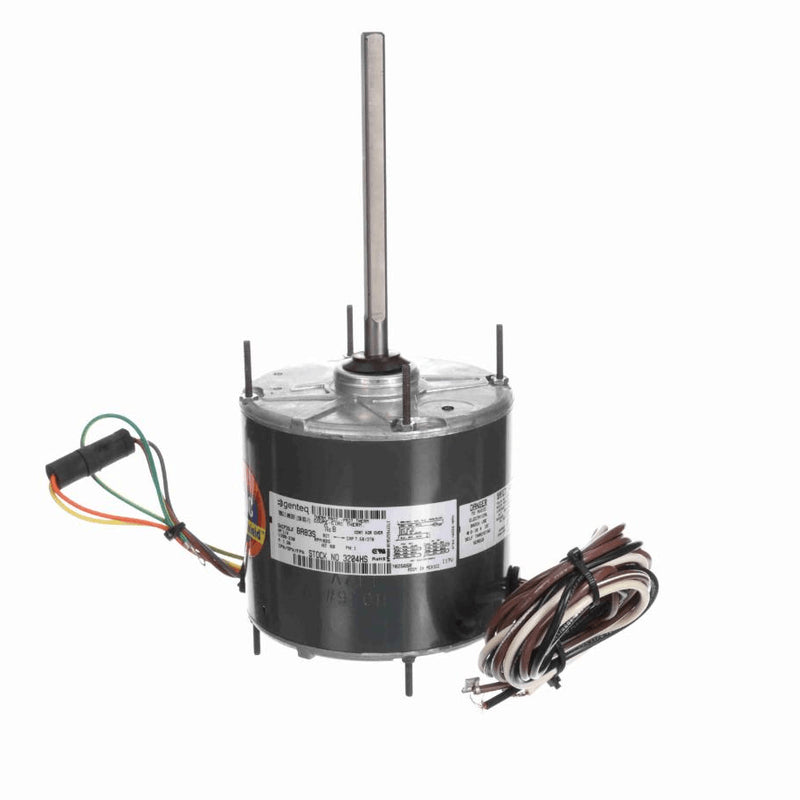 Genteq HEAT SHIELDÂ® Condenser Fan Motor, 1/4 HP, 1 Ph, 60 Hz, 208-230 V, 825 RPM, 1 Speed, 48 Frame, TEAO - 3204HS