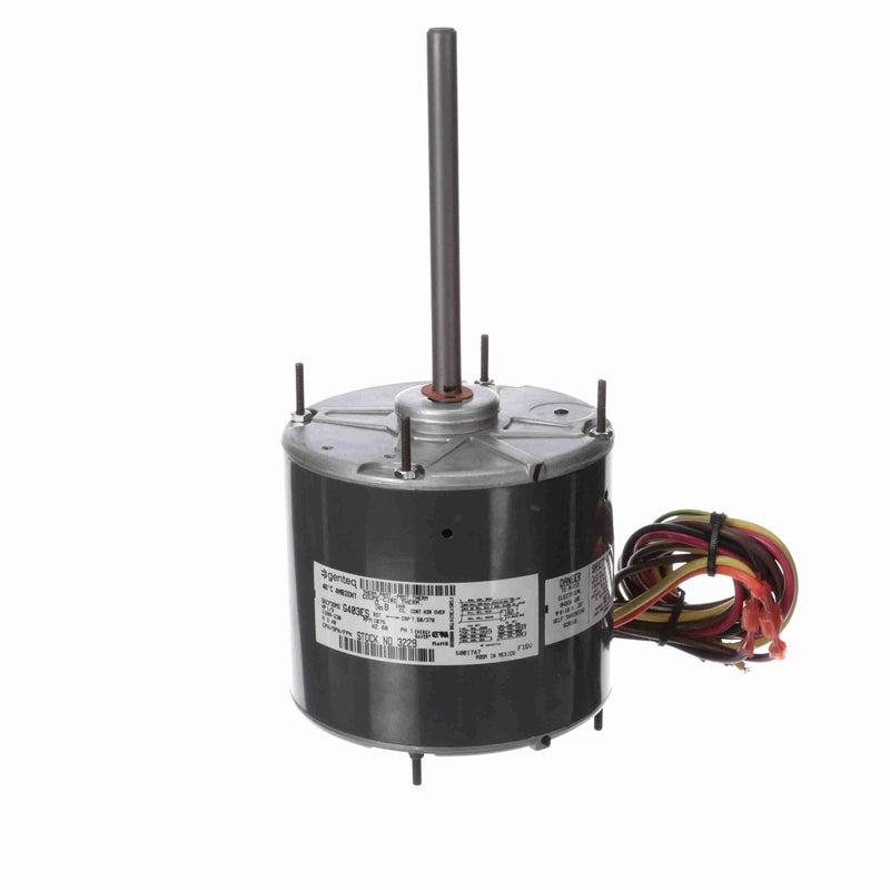 Genteq Condenser Fan Motor, 1/3 HP, 1 Ph, 60 Hz, 208-230 V, 1075 RPM, 2 Speed, 48 Frame, TEAO - 3229