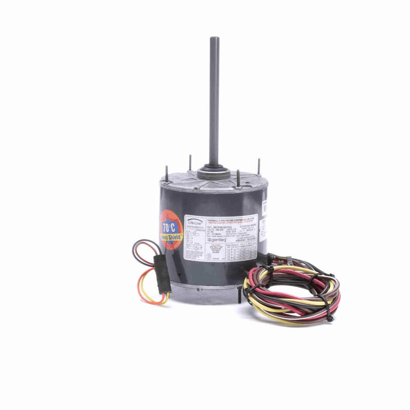 Genteq HEAT SHIELDÂ® Condenser Fan Motor, 1/3-1/6 HP, 1 Ph, 60 Hz, 208-230 V, 1075 RPM, 2 Speed, 48 Frame, TEAO - 3465HS