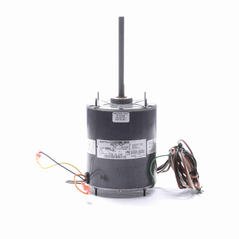 Genteq Condenser Fan Motor, 1/2 HP, 1 Ph, 60 Hz, 460 V, 825 RPM, 1 Speed, 48 Frame, TEAO - 3740