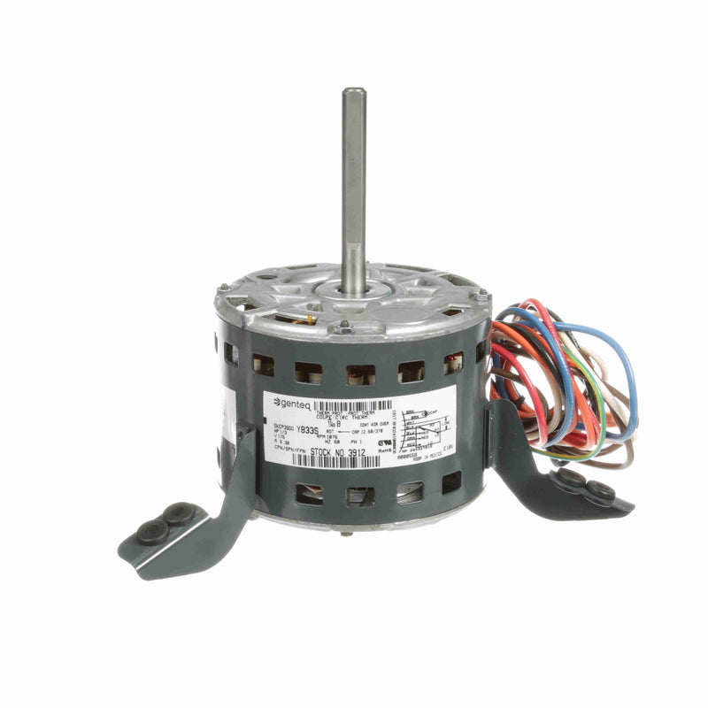 Genteq OEM Replacement Motor, 1/3 HP, 1 Ph, 60 Hz, 115 V, 1075 RPM, 4 Speed, 48 Frame, OAO - 3912