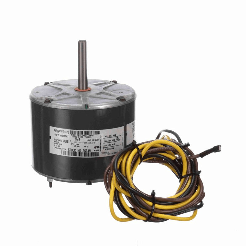 Genteq OEM Replacement Motor, 1/4 HP, 1 Ph, 60 Hz, 208-230 V, 1100 RPM, 1 Speed, 48 Frame, TEAO - 3S049