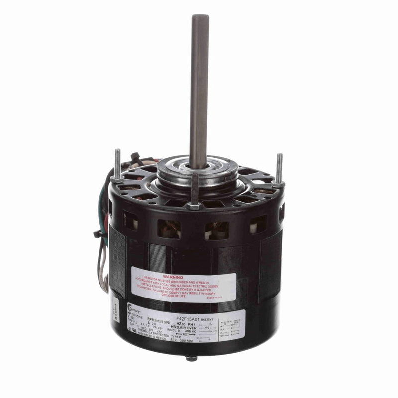 Century Fan and Blower Motor, 1/4 1/5 1/6 HP, 1 Ph, 60 Hz, 230 V, 1075 RPM, 3 Speed, 42 Frame, OAO - B6520V1