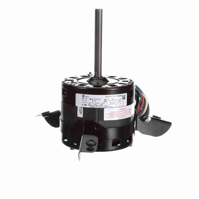 Century Fan and Blower Motor, 1/4 HP, 1 Ph, 60 Hz, 115 V, 1050 RPM, 3 Speed, 42 Frame, OAO - BL6534