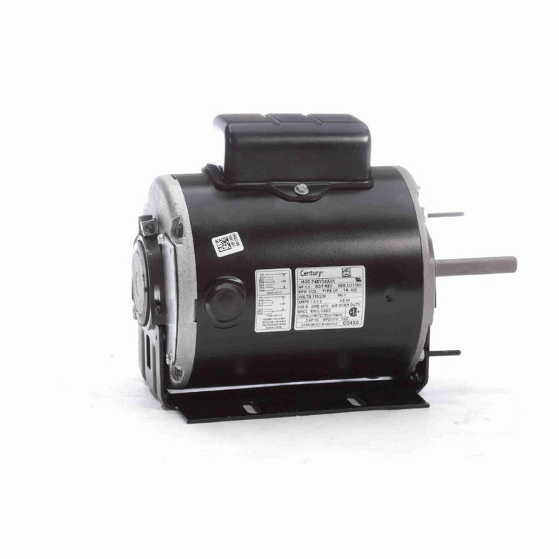 Century Direct Drive Fan Motor, 1/3 HP, 1 Ph, 60 Hz, 115/230 V, 48Z Frame, TEAO - C043A