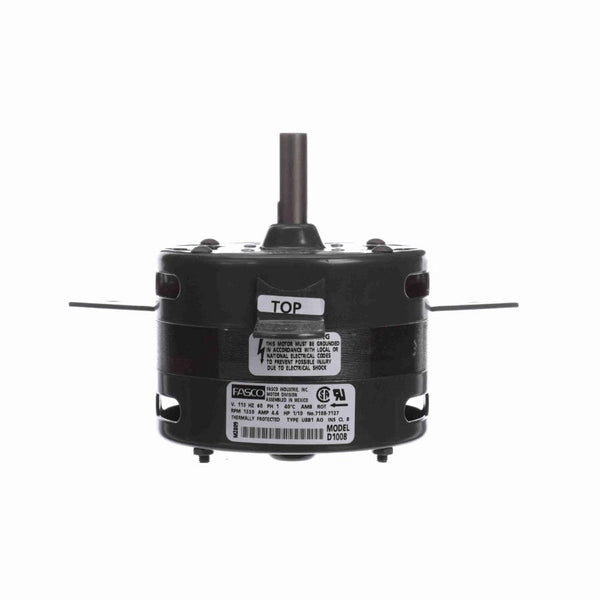 Fasco OEM Replacement Motor, 1/10 HP, 1 Ph, 60 Hz, 115 V, 1550 RPM, 1 Speed, 4.4" Diameter, OAO - D1008