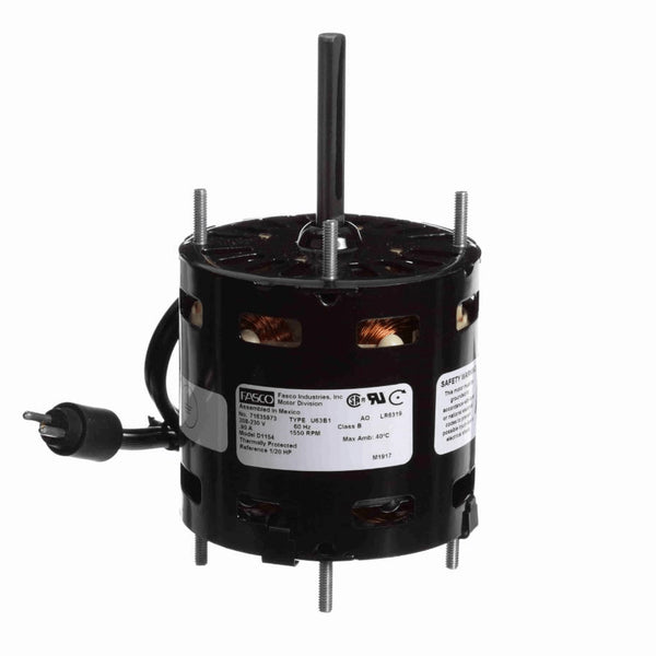 Fasco OEM Replacement Motor, 1/20 HP, 1 Ph, 60 Hz, 208-230 V, 1550 RPM, 1 Speed, 3.3" Diameter, OAO - D1154