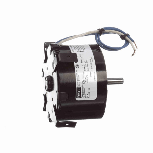 Fasco OEM Replacement Motor, 1/140 HP, 1 Ph, 60 Hz, 115 V, 1550 RPM, 1 Speed, 3.3" Diameter, TEAO - D1159