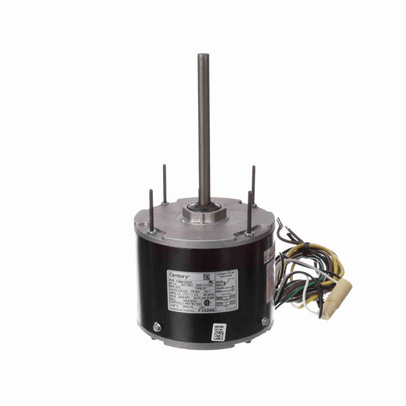 Century Condenser Fan Motor, 1/4 HP, 1 Ph, 60 Hz, 208-230 V, 1075 RPM, 1 Speed, 48 Frame, SEMI ENCLOSED - F1026S