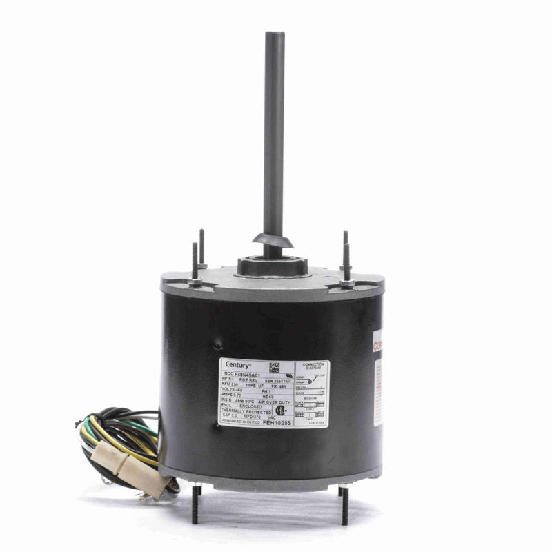 Century Condenser Fan Motor, 1/4 HP, 1 Ph, 60 Hz, 460 V, 850 RPM, 1 Speed, 48 Frame, TEAO - FEH1028S