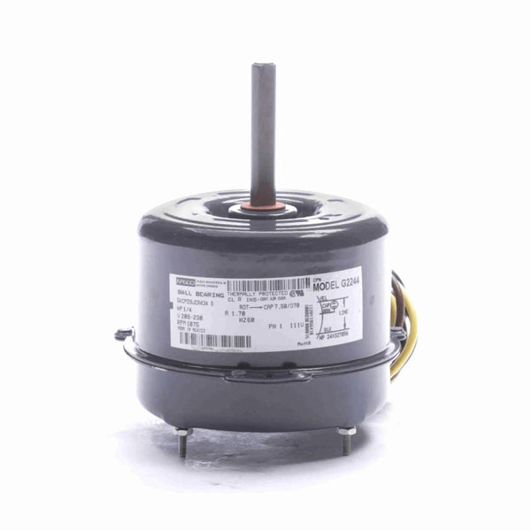 Genteq Condenser Fan Motor, 1/4 HP, 1 Ph, 60 Hz, 208-230 V, 1075 RPM, 1 Speed, 42 Frame, TEAO - G2244