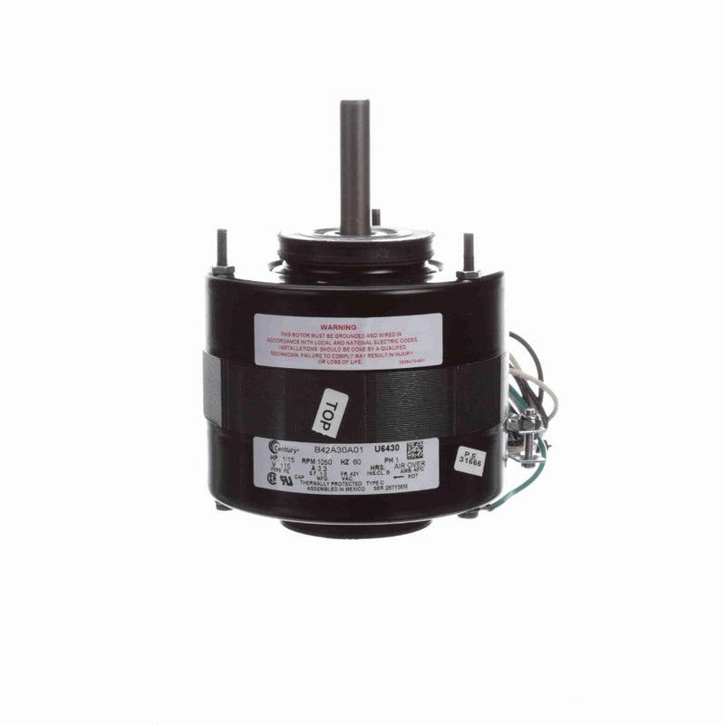 Century Unit Heater Motor, 1/15 HP, 1 Ph, 60 Hz, 115 V, 1050 RPM, 1 Speed, 42 Frame, ENCLOSED - U6430