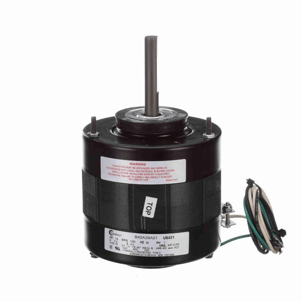 Century Unit Heater Motor, 1/8 HP, 1 Ph, 60 Hz, 115 V, 1050 RPM, 1 Speed, 42 Frame, ENCLOSED - U6431